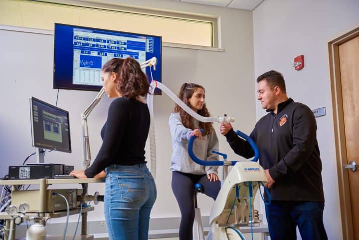 walsh university students in exercise science lab
