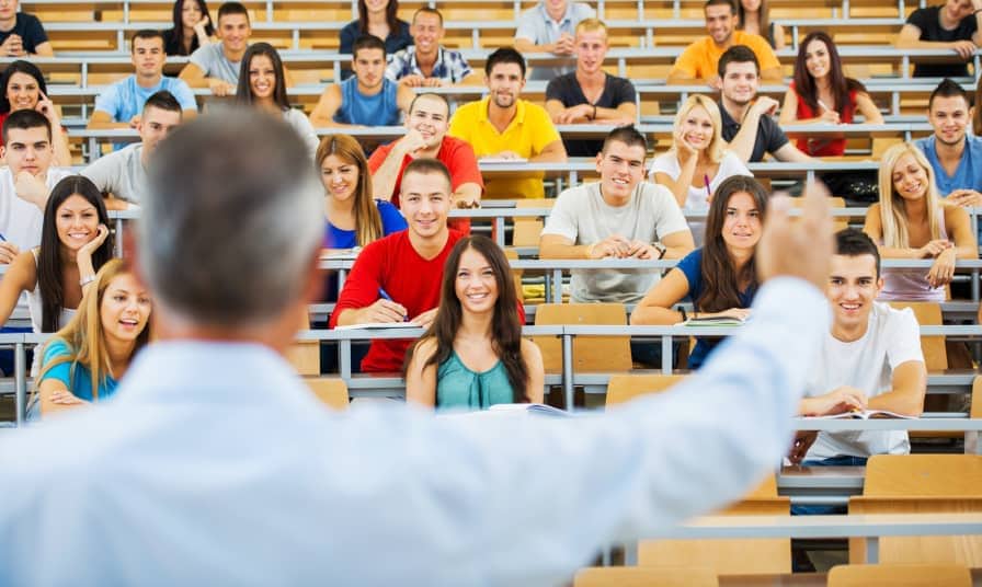 professor and students in classroom