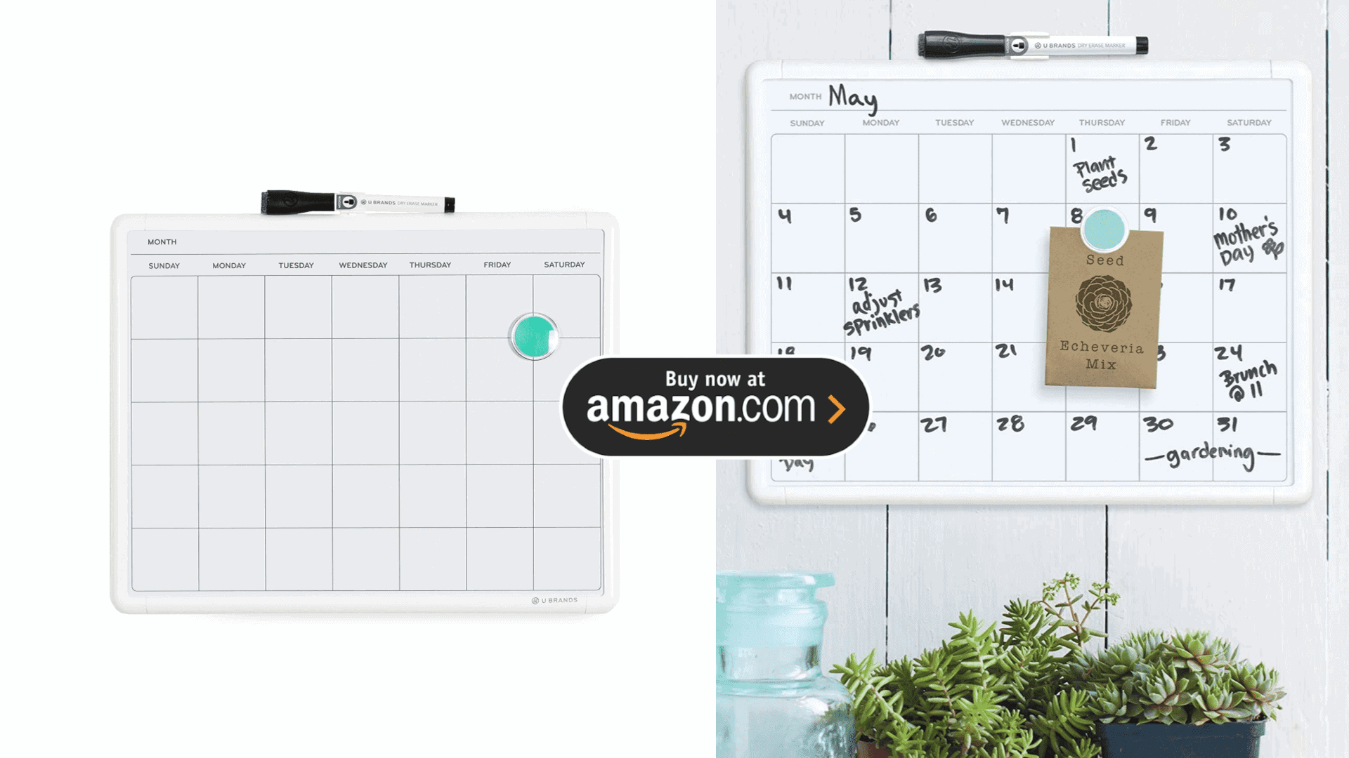 Magnetic Monthly Calendar Dry Erase Board