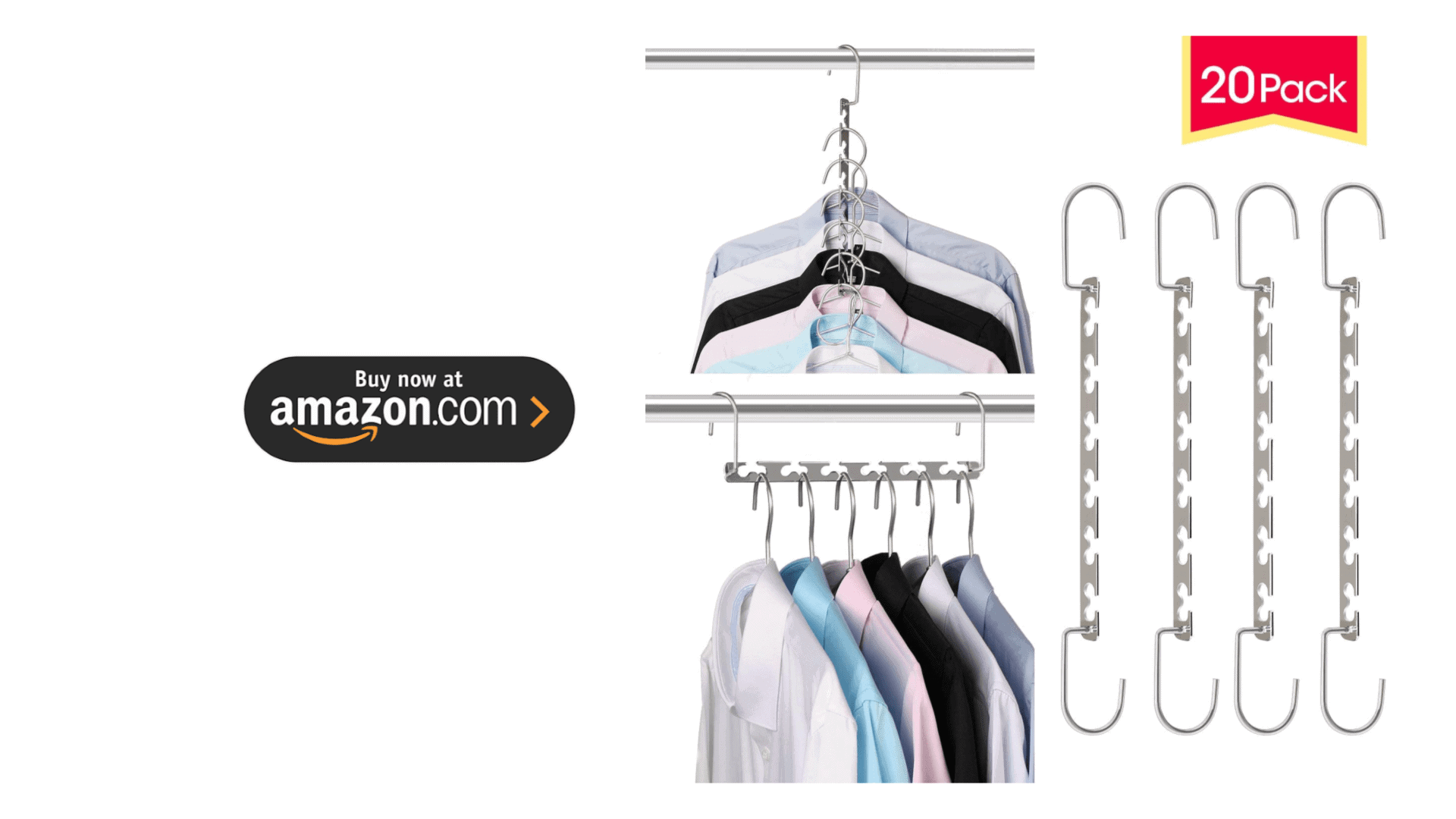 HOUSE DAY 20 Packs Plastic Space Saving Hangers, Cascading Hanger  Organizer, Closet Space Saver Multi Hangers, Closet Organizers, College Dorm  Room Essentials