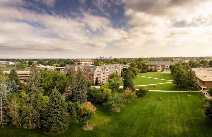 Regis University in Denver, Colorado aerial view