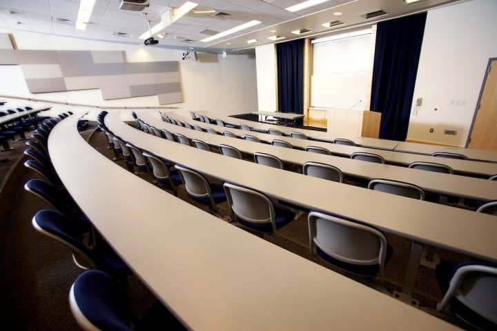 Regis University in Denver, Colorado empty lecture hall