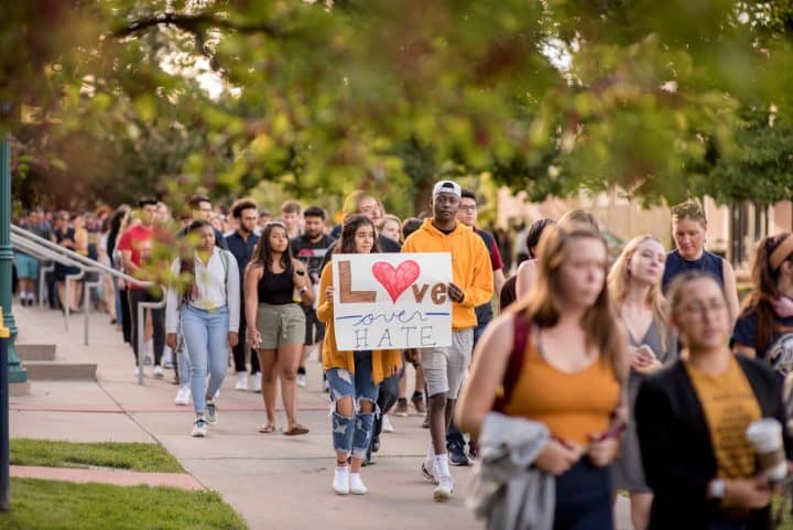 Regis University in Denver, Colorado march love over hate