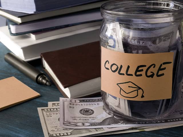 jar of money labeled college